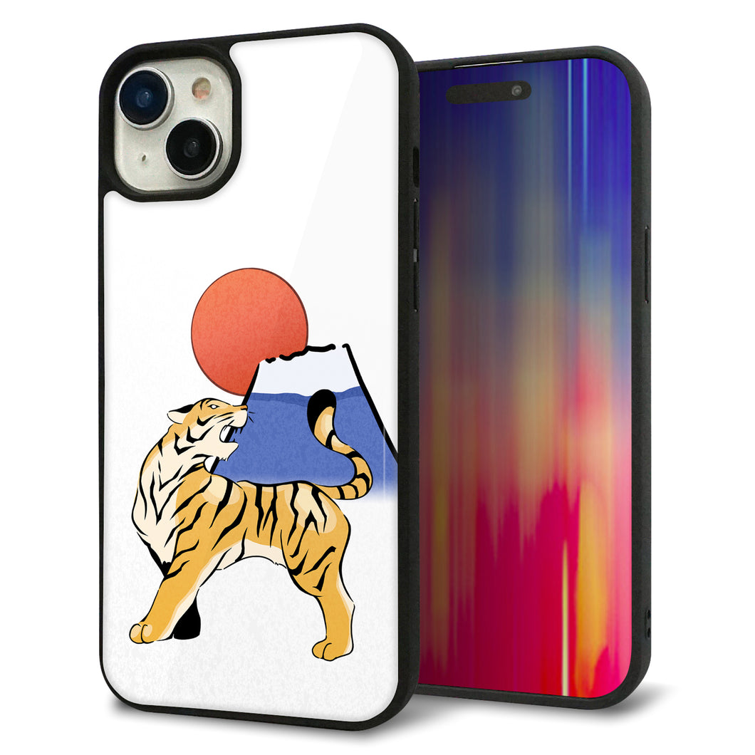 iPhone15 Plus 強化ガラス&TPUスマホケース ガラプリ【HA255 虎と富士】