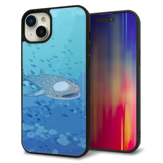 iPhone15 Plus 強化ガラス＆TPUスマホケース ガラプリ【HA256 ポケットアクアリウム ジンベエザメ】