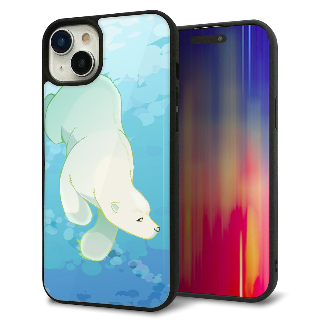 iPhone15 Plus 強化ガラス&TPUスマホケース ガラプリ【HA261 ポケットアクアリウム ホッキョクグマ】