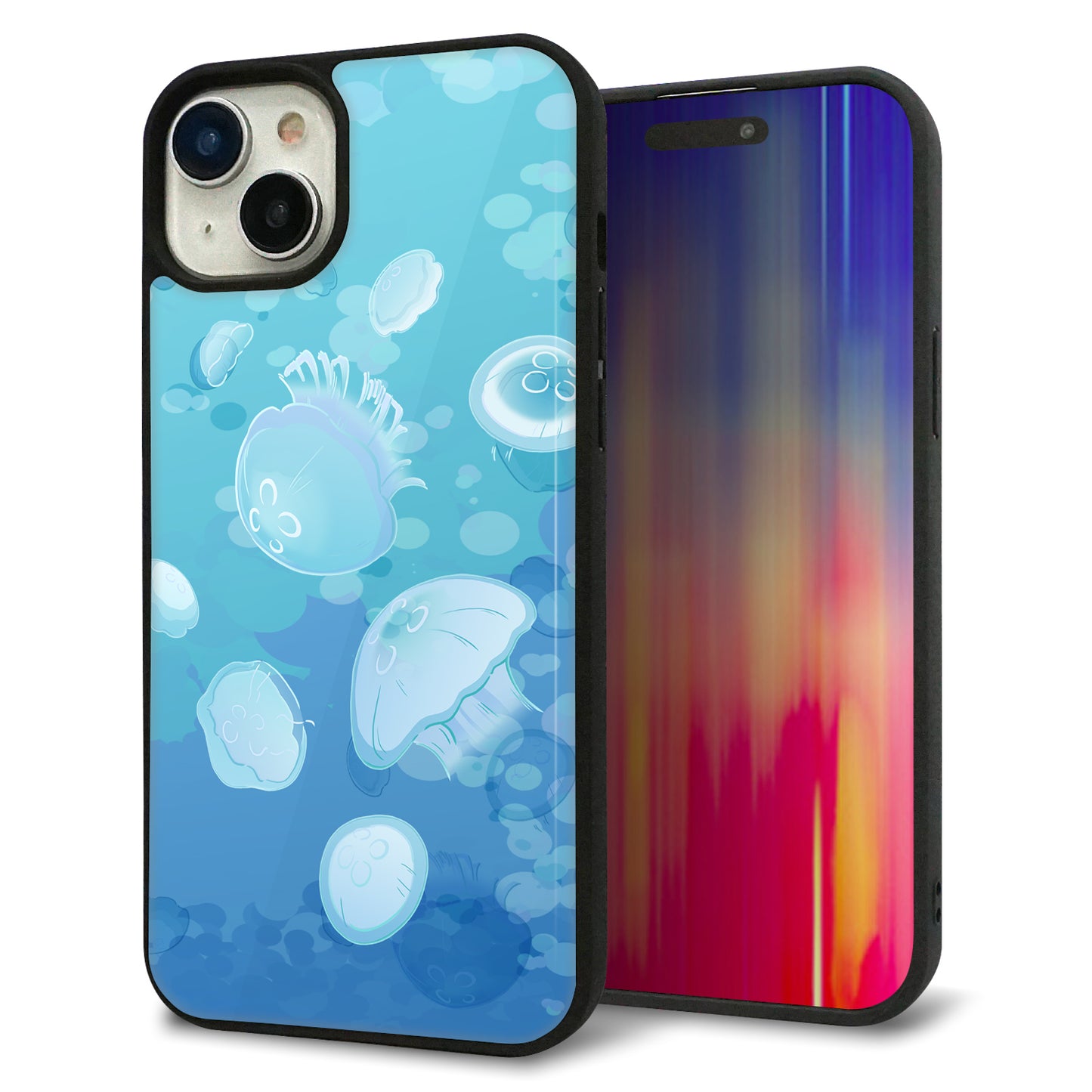 iPhone15 Plus 強化ガラス&TPUスマホケース ガラプリ【HA262 ポケットアクアリウム ミズクラゲ】