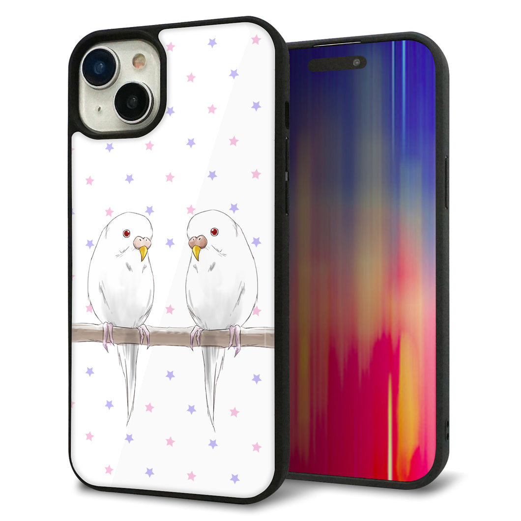 iPhone15 Plus 強化ガラス&TPUスマホケース ガラプリ【HA273 インコイノ スター】