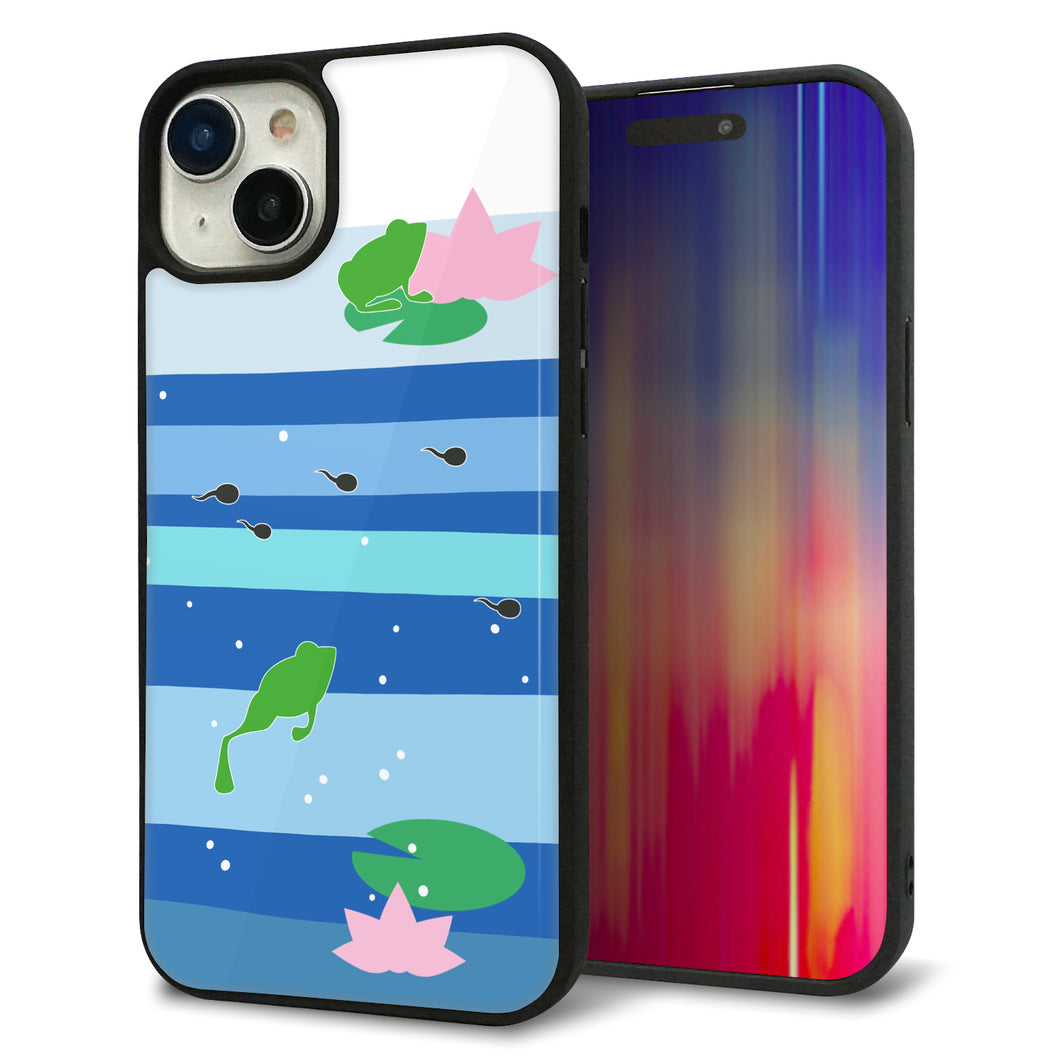 iPhone15 Plus 強化ガラス&TPUスマホケース ガラプリ【HA280 カエルとオタマ】