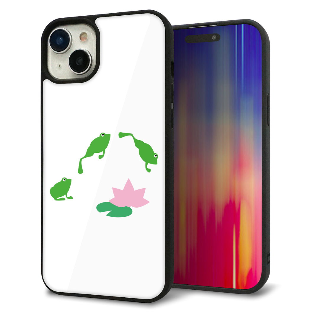 iPhone15 Plus 強化ガラス&TPUスマホケース ガラプリ【HA281 カエルジャンプ】
