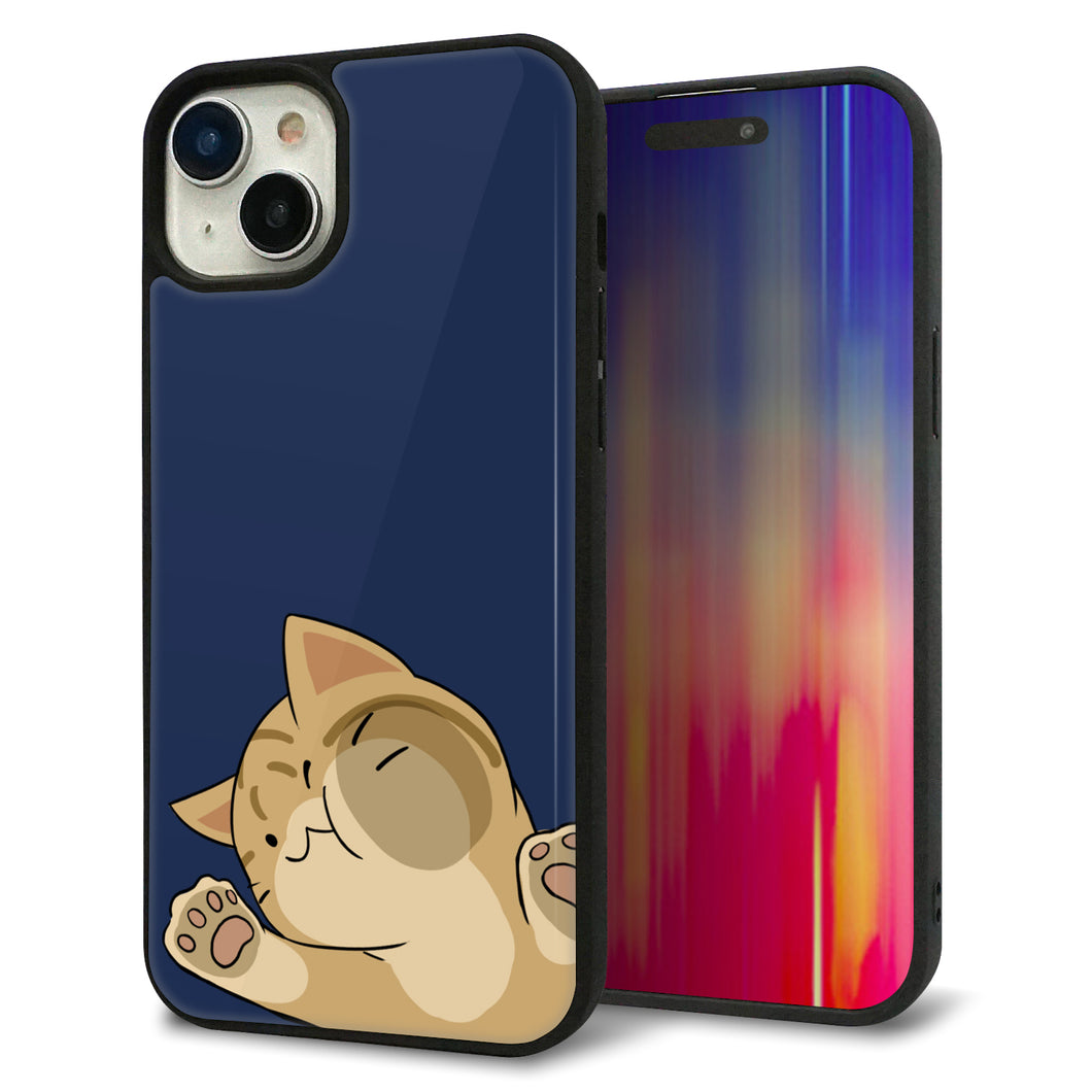 iPhone15 Plus 強化ガラス&TPUスマホケース ガラプリ【HA290 むぎゅっとトラ】