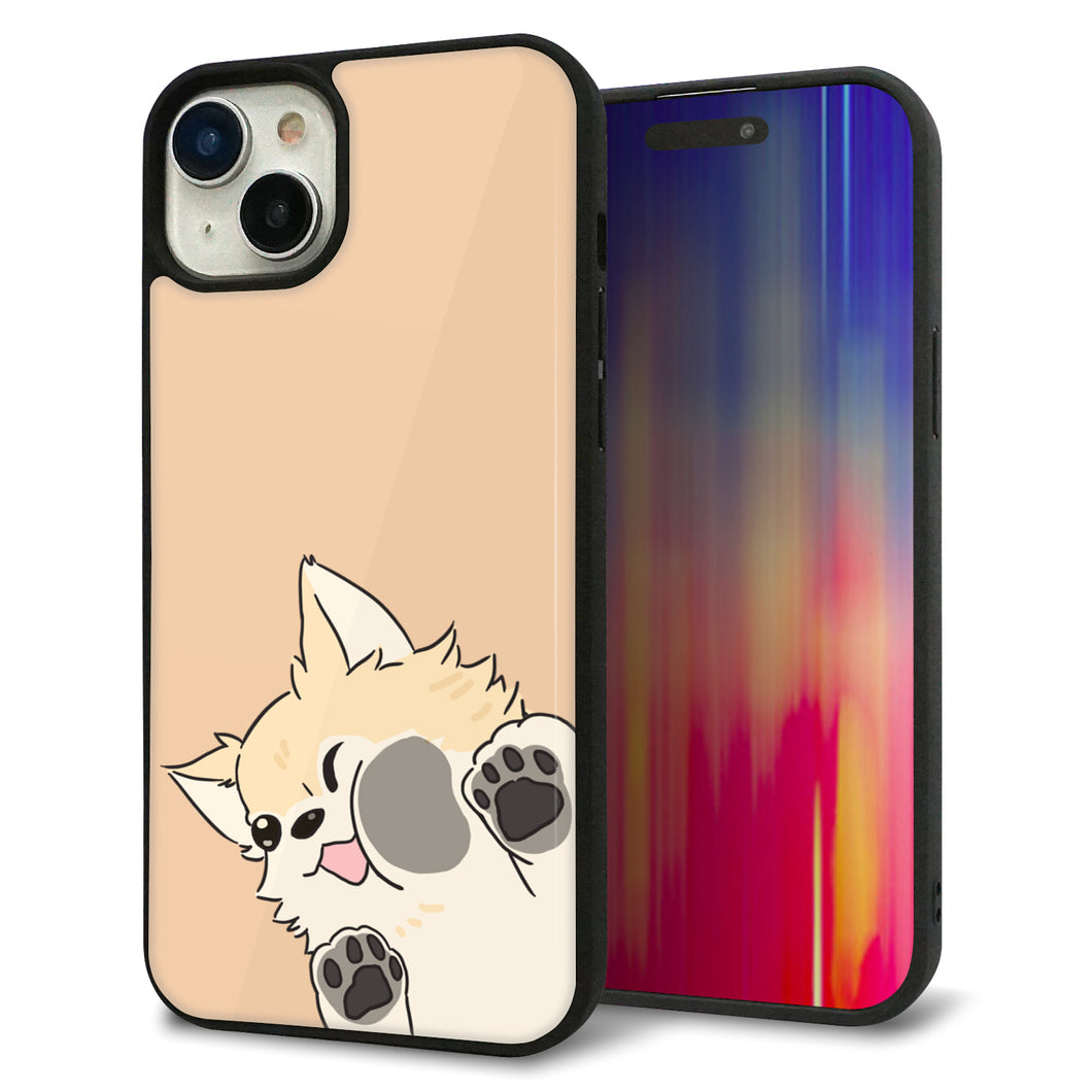 iPhone15 Plus 強化ガラス&TPUスマホケース ガラプリ【HA292 むぎゅっとチワワ】