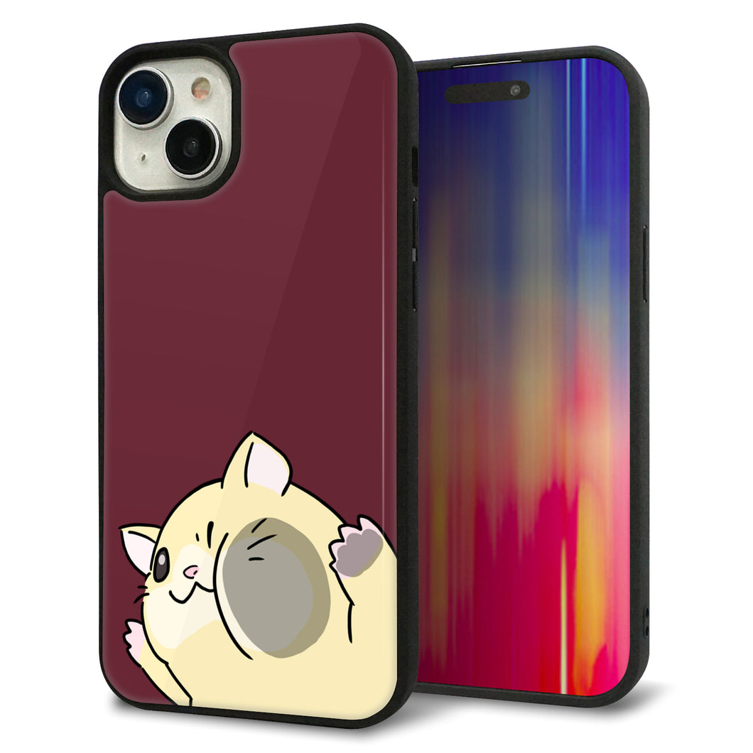 iPhone15 Plus 強化ガラス&TPUスマホケース ガラプリ【HA296 むぎゅっとキンクマ】