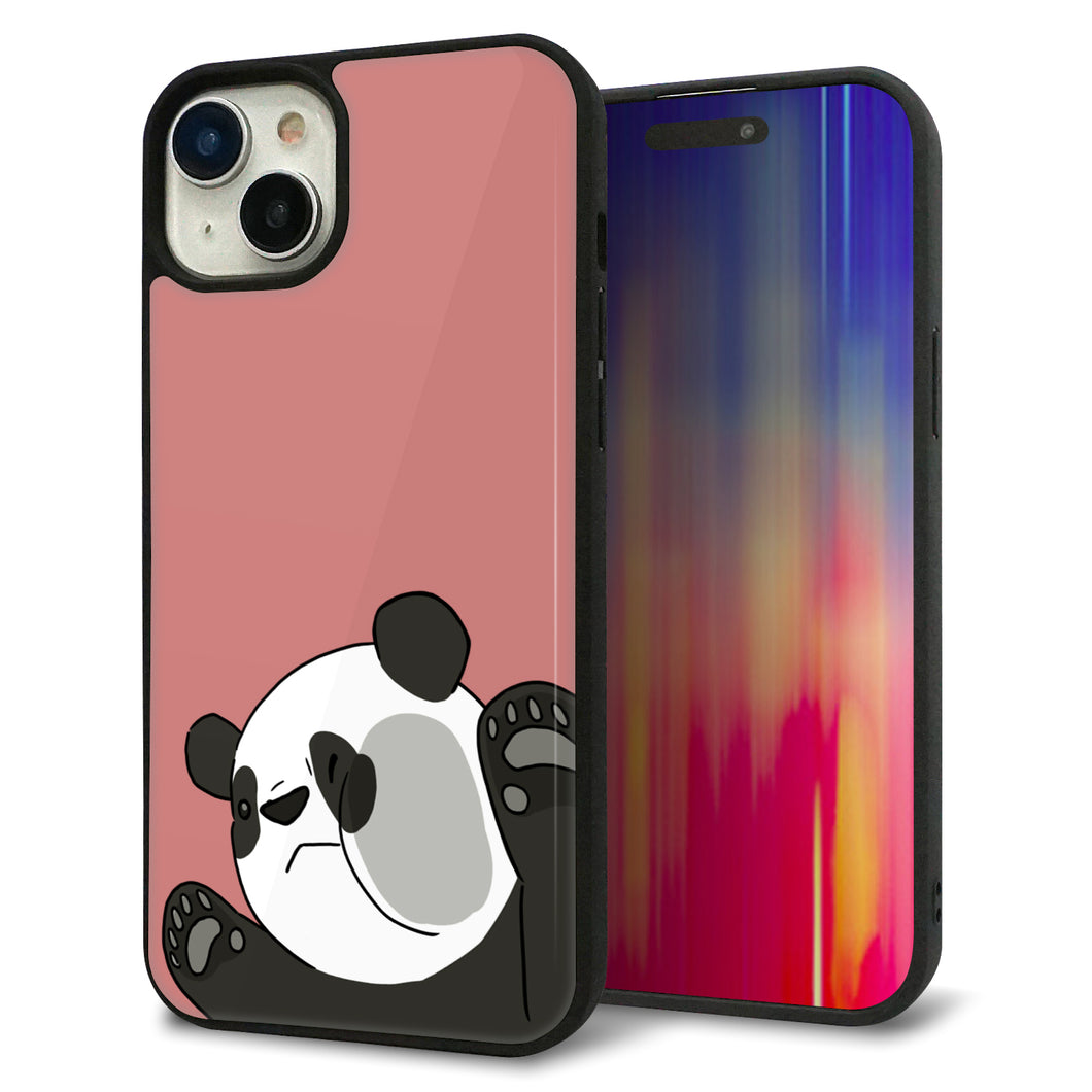 iPhone15 Plus 強化ガラス&TPUスマホケース ガラプリ【HA300 むぎゅっとパンダ】