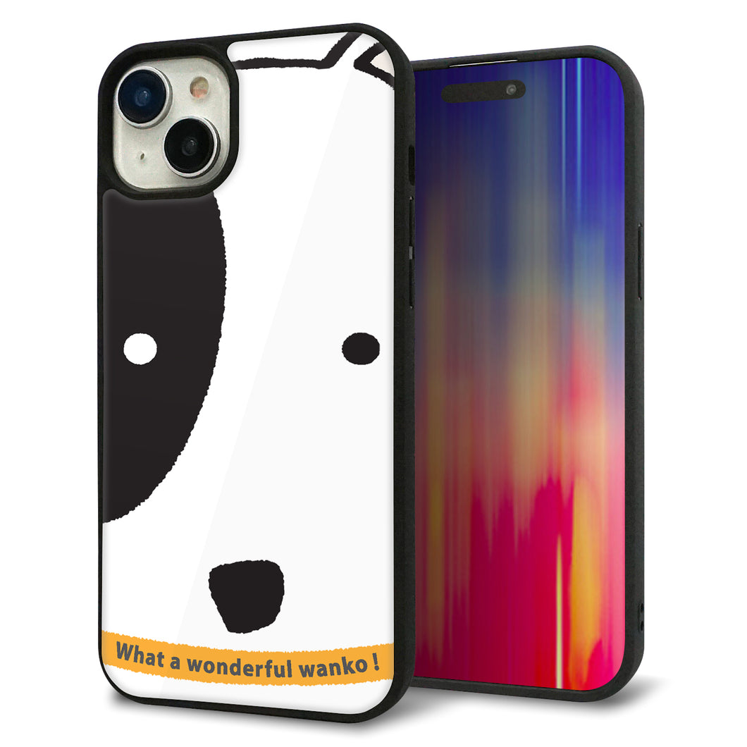 iPhone15 Plus 強化ガラス&TPUスマホケース ガラプリ【IA800 わんこ】