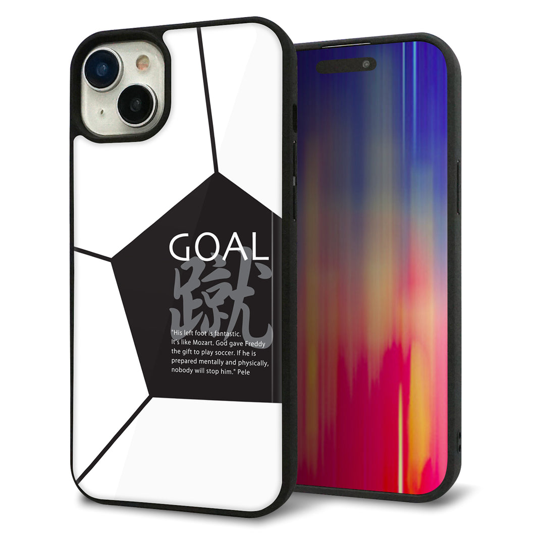 iPhone15 Plus 強化ガラス&TPUスマホケース ガラプリ【IB921 サッカーボール】