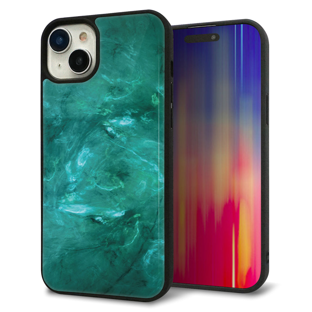 iPhone15 Plus 強化ガラス&TPUスマホケース ガラプリ【KM869 大理石GR】