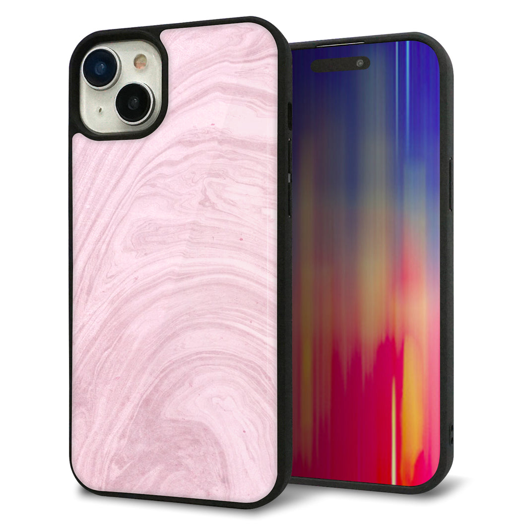 iPhone15 Plus 強化ガラス&TPUスマホケース ガラプリ【KM873 大理石ラベンダー】