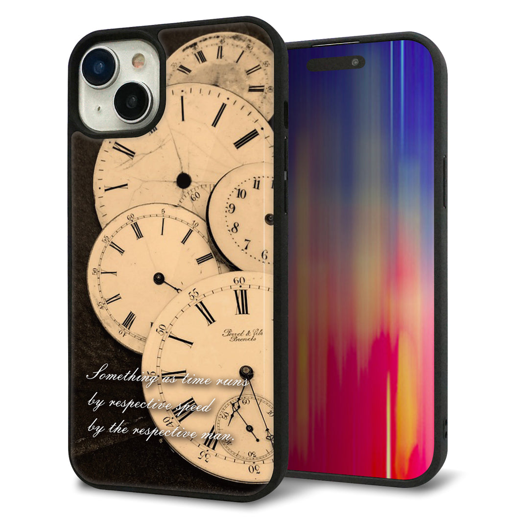 iPhone15 Plus 強化ガラス&TPUスマホケース ガラプリ【KM874 時計】