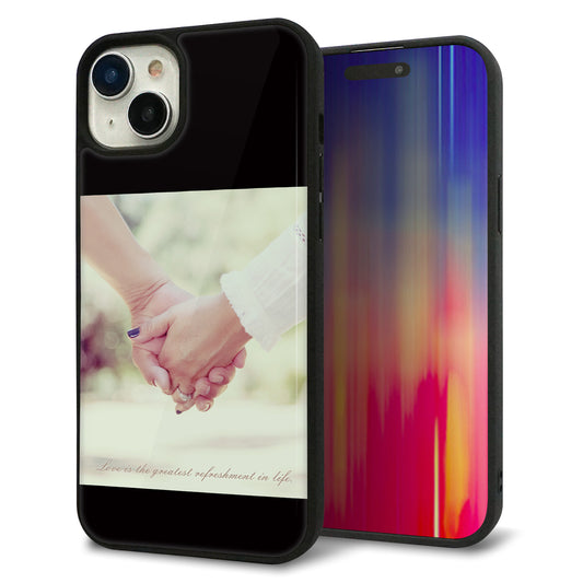 iPhone15 Plus 強化ガラス＆TPUスマホケース ガラプリ【KM875 カップル】