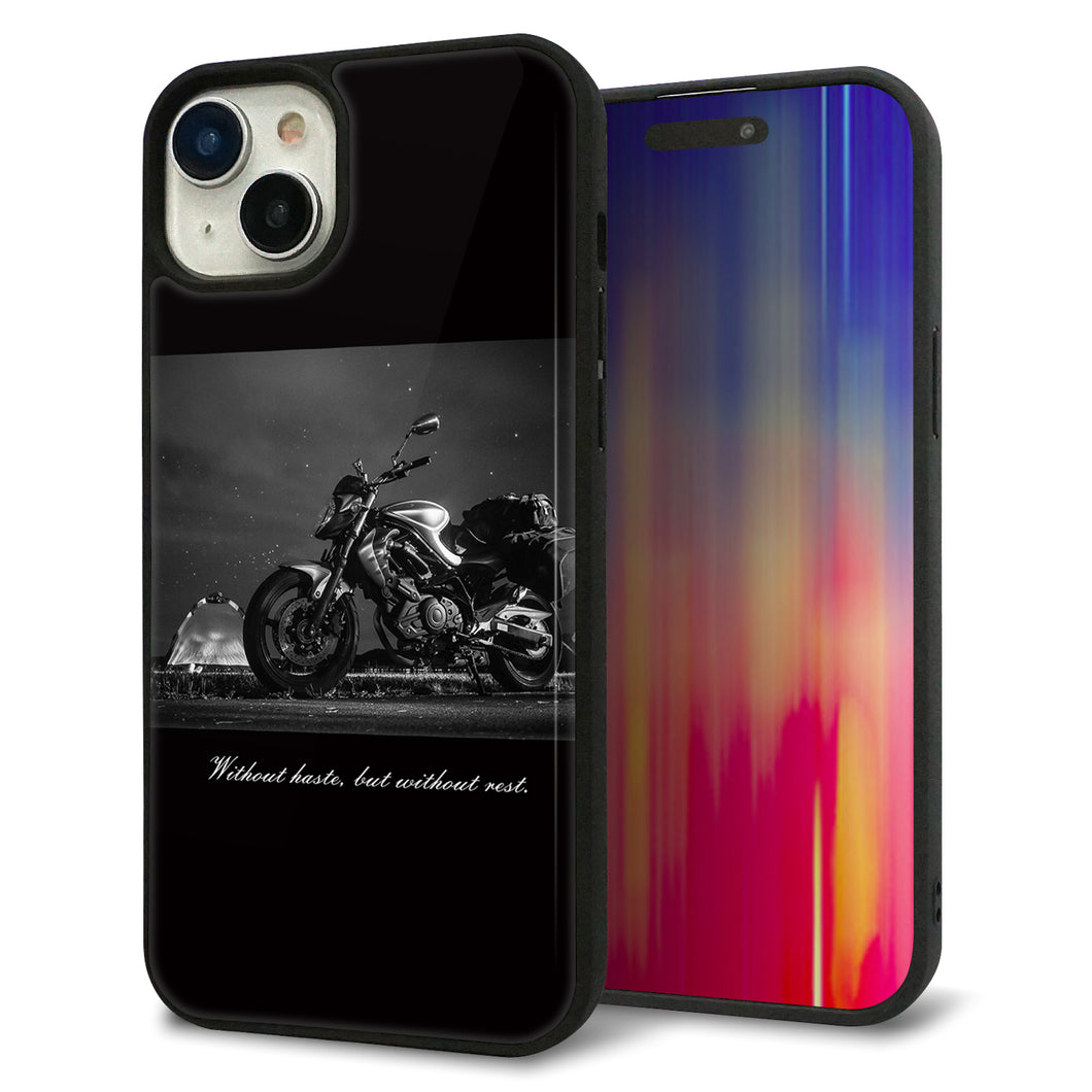 iPhone15 Plus 強化ガラス&TPUスマホケース ガラプリ【KM879 バイク】