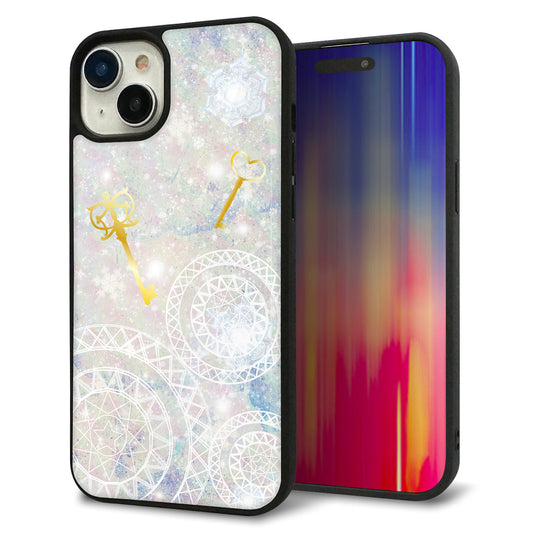 iPhone15 Plus 強化ガラス＆TPUスマホケース ガラプリ【KM881 魔法陣と鍵】