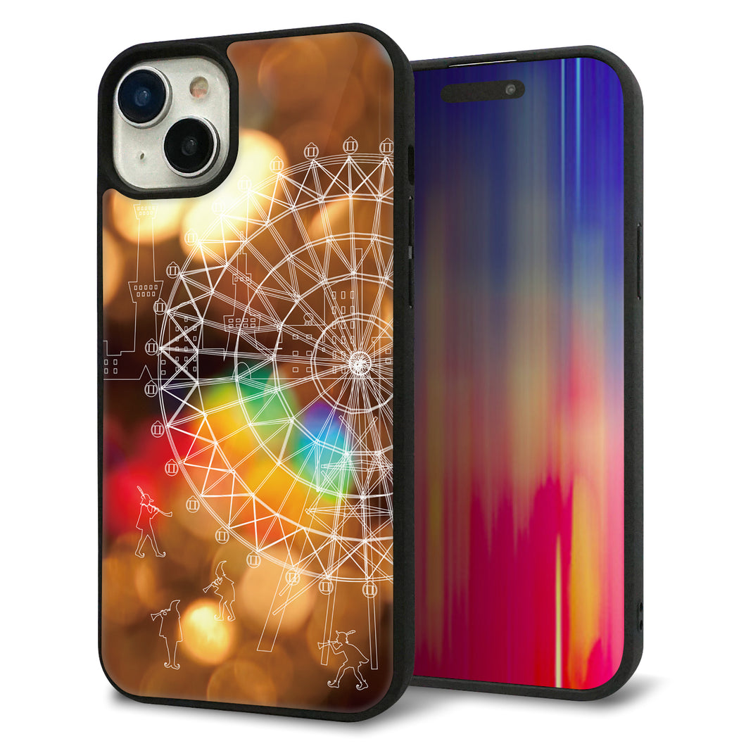 iPhone15 Plus 強化ガラス&TPUスマホケース ガラプリ【KM884 観覧車と笛吹】