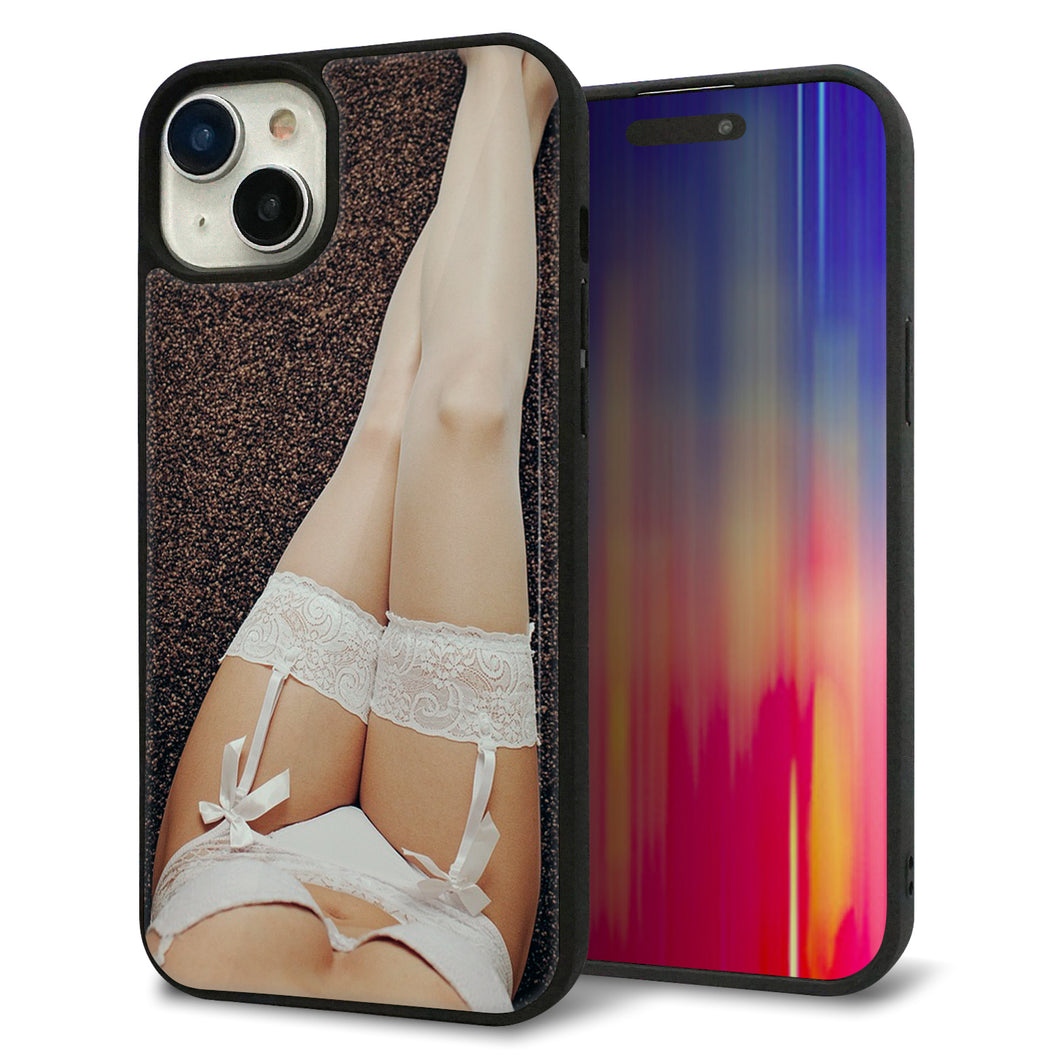 iPhone15 Plus 強化ガラス&TPUスマホケース ガラプリ【KM888 ストッキング】