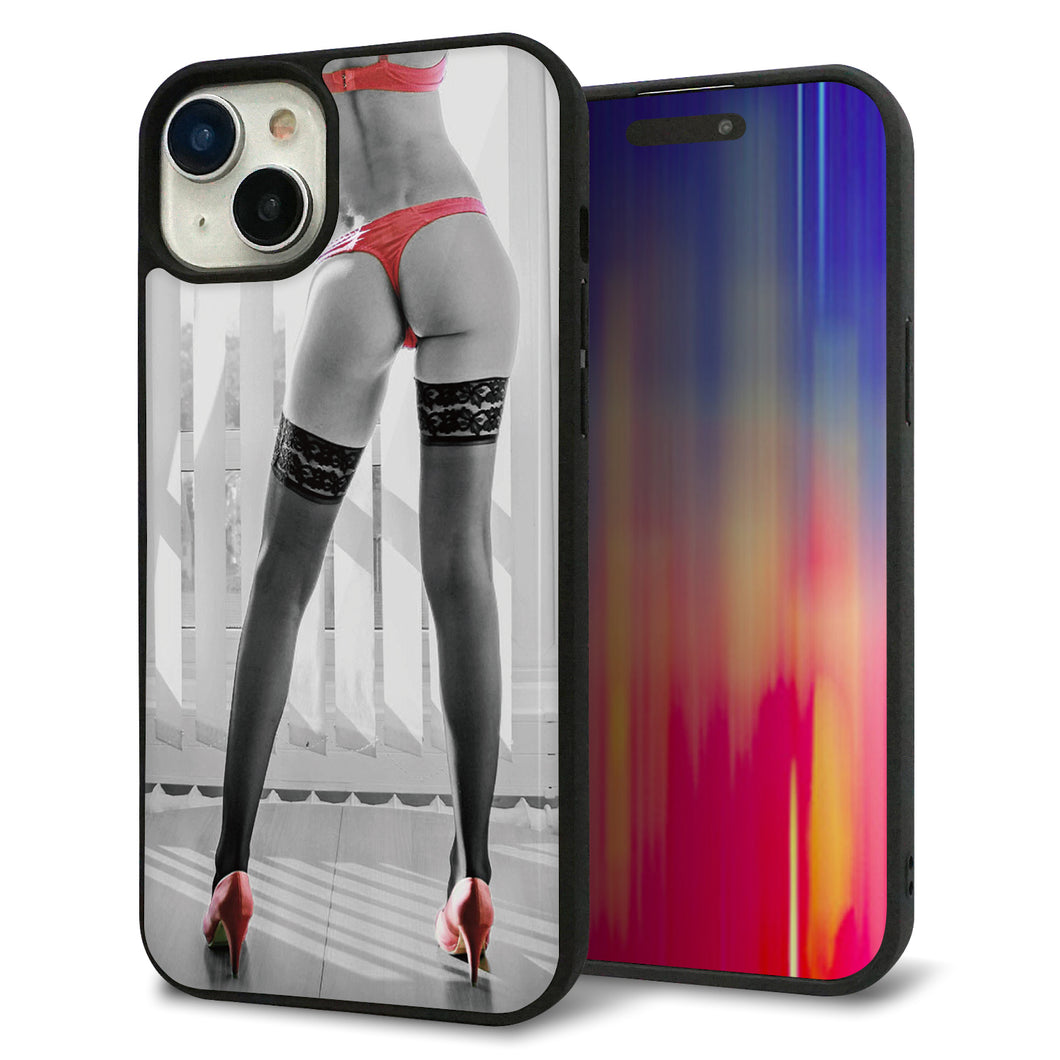 iPhone15 Plus 強化ガラス&TPUスマホケース ガラプリ【KM889 ハイヒール】