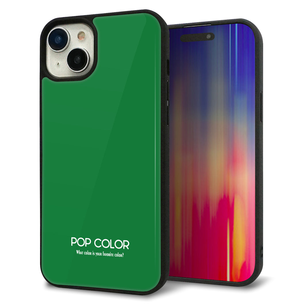 iPhone15 Plus 強化ガラス&TPUスマホケース ガラプリ【KM907 ポップカラー(グリーン)】