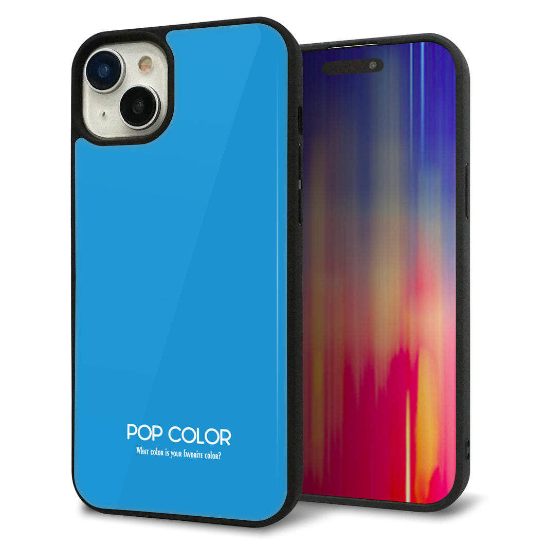 iPhone15 Plus 強化ガラス&TPUスマホケース ガラプリ【KM908 ポップカラー(スカイブルー)】