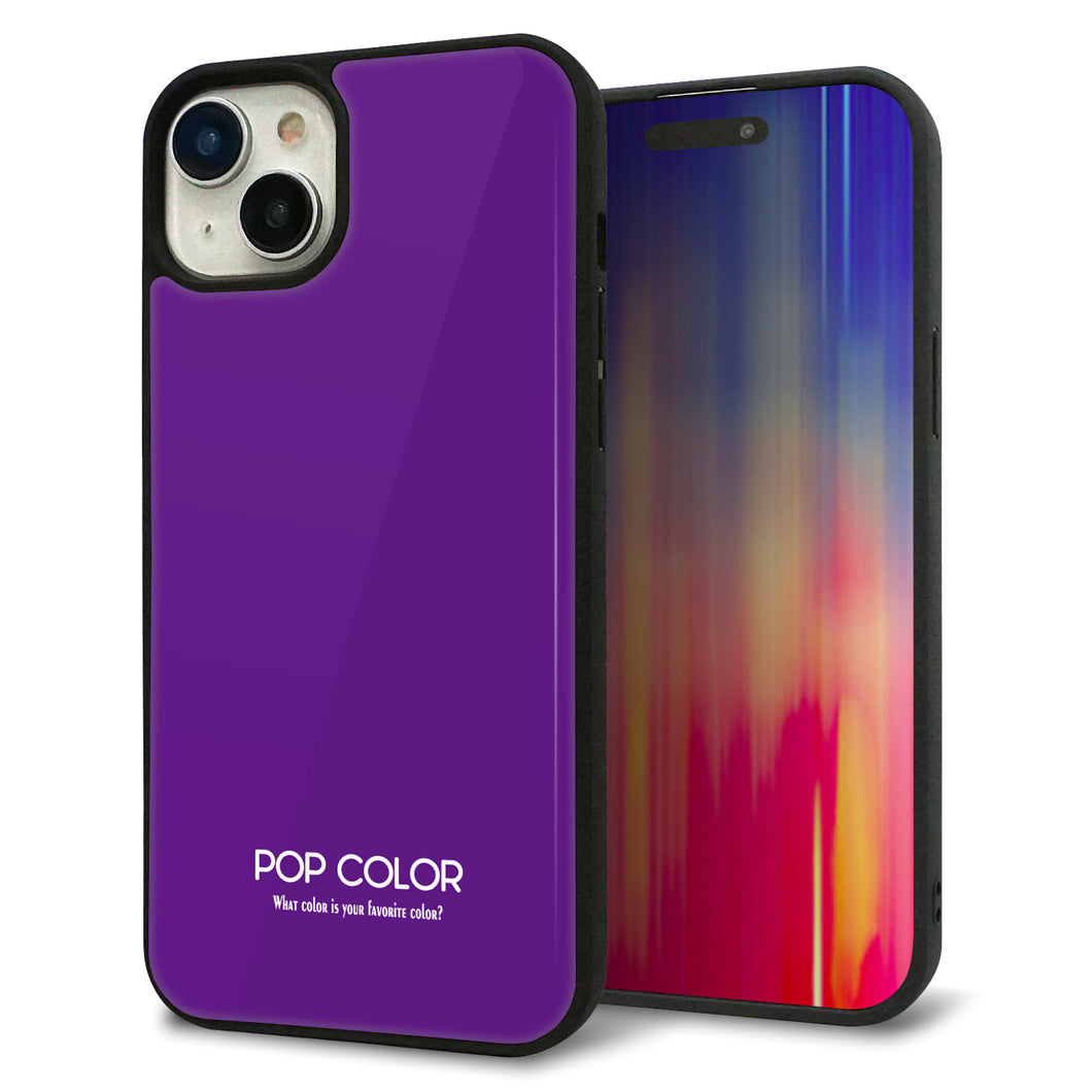 iPhone15 Plus 強化ガラス&TPUスマホケース ガラプリ【KM909 ポップカラー(パープル)】