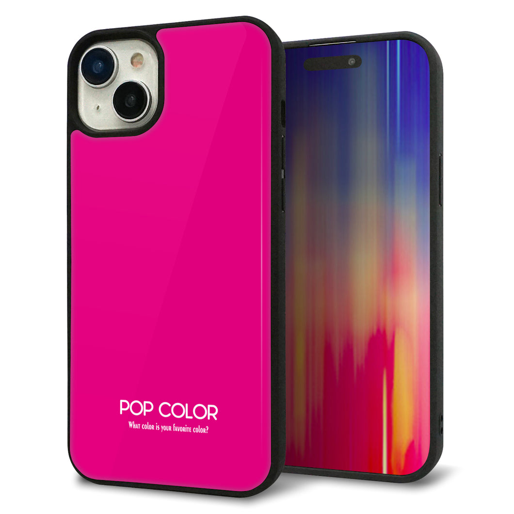 iPhone15 Plus 強化ガラス&TPUスマホケース ガラプリ【KM910 ポップカラー(ピンク)】