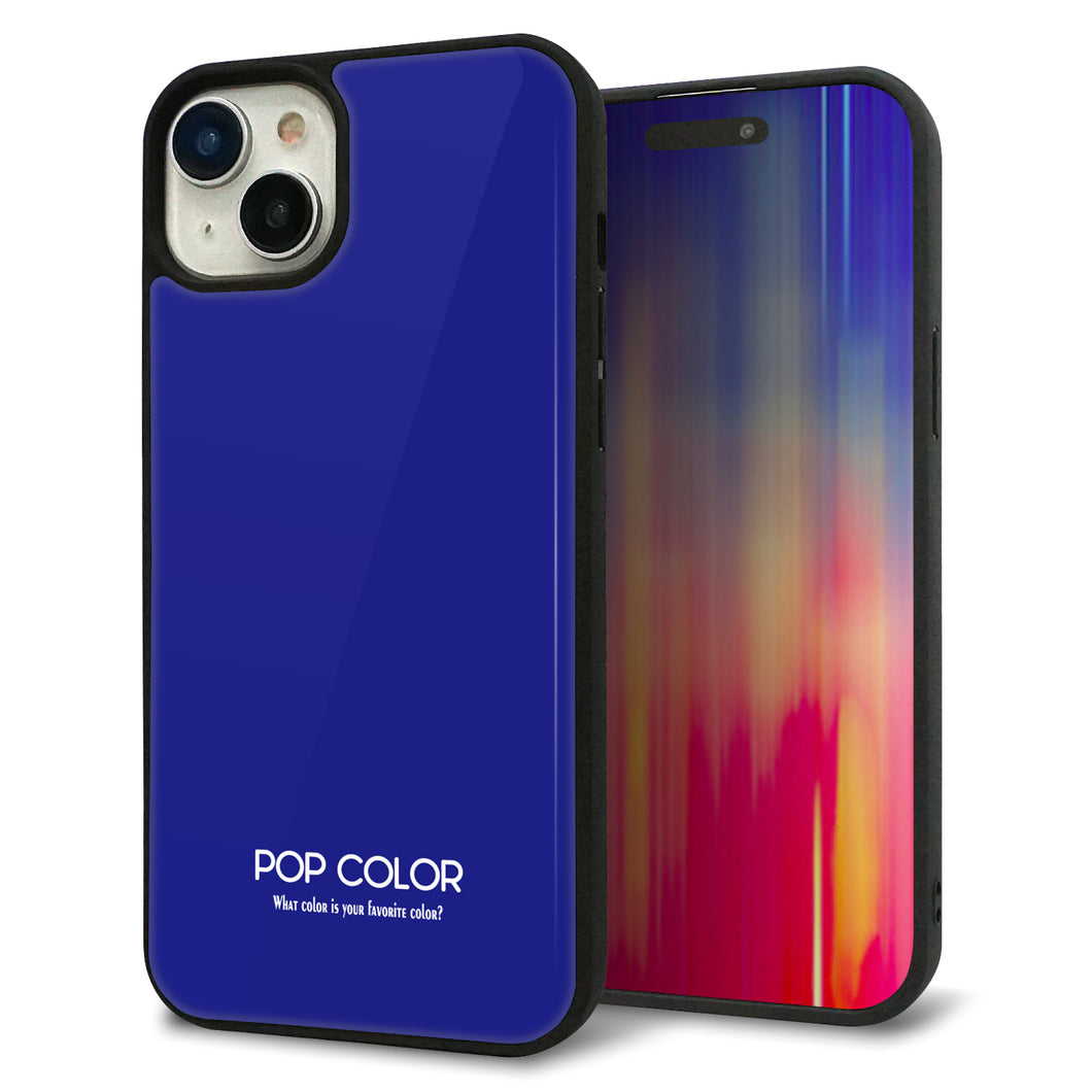 iPhone15 Plus 強化ガラス&TPUスマホケース ガラプリ【KM912 ポップカラー(ブルー)】
