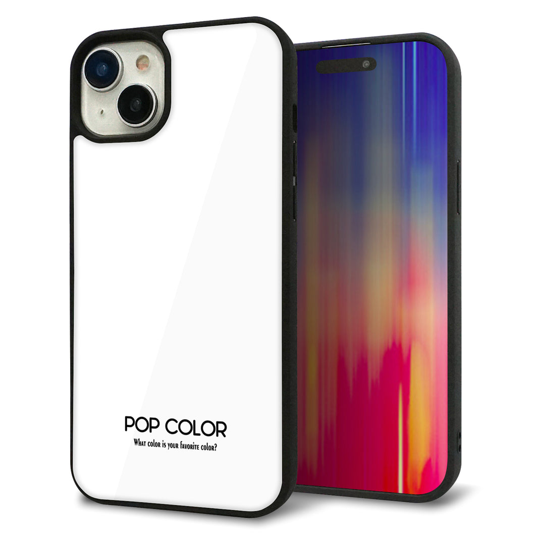 iPhone15 Plus 強化ガラス&TPUスマホケース ガラプリ【KM913 ポップカラー(ホワイト)】