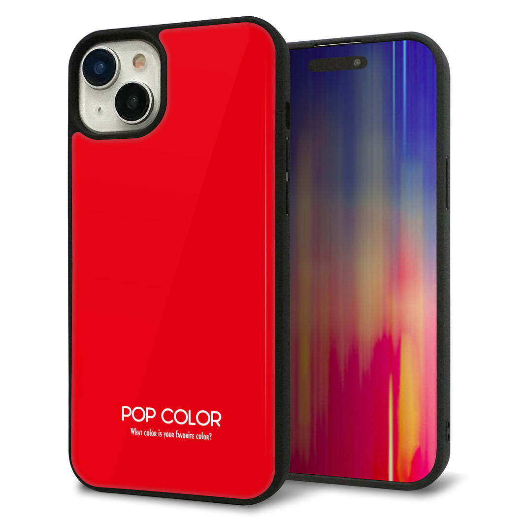 iPhone15 Plus 強化ガラス&TPUスマホケース ガラプリ【KM915 ポップカラー(レッド)】