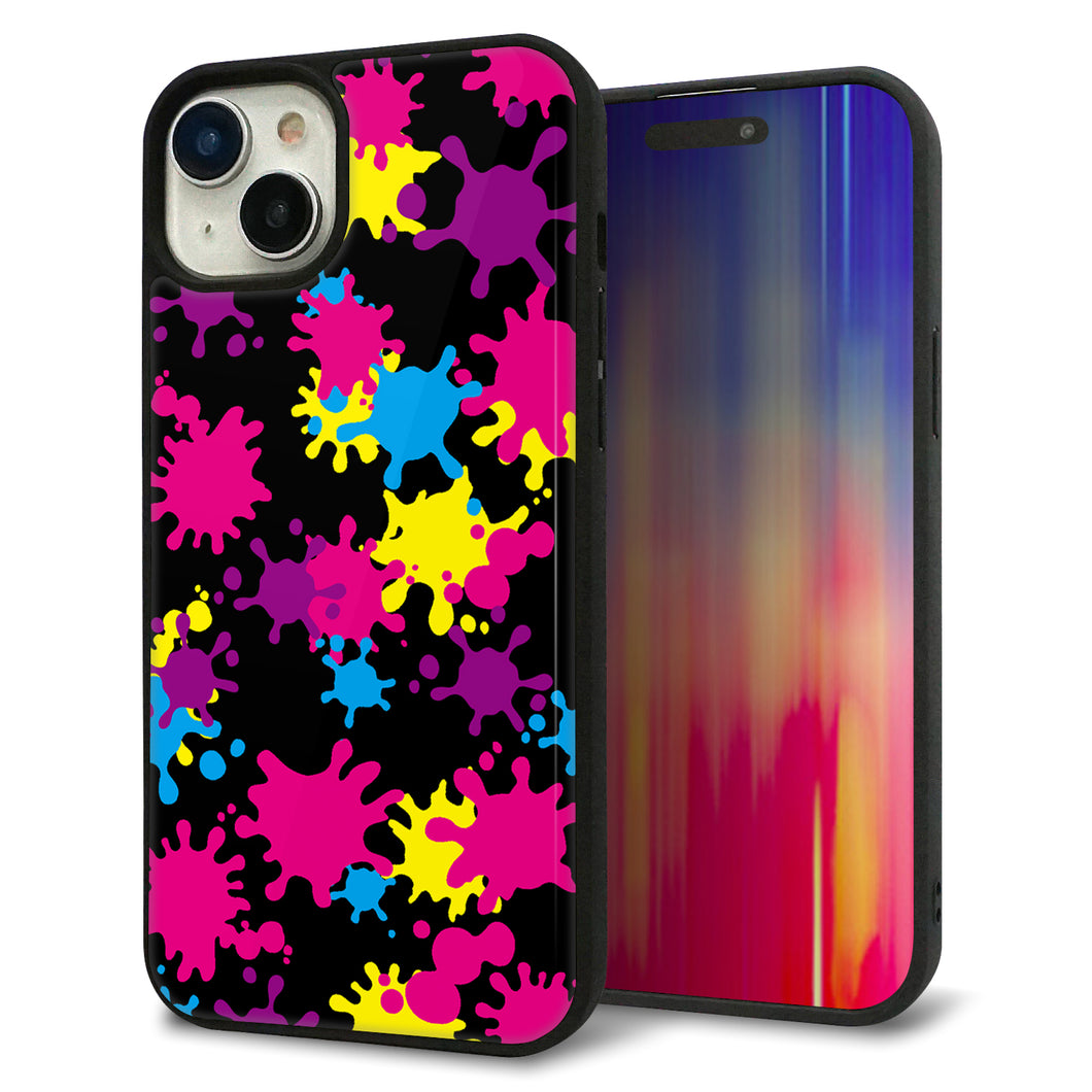 iPhone15 Plus 強化ガラス&TPUスマホケース ガラプリ【MA877 ペイントブラック】