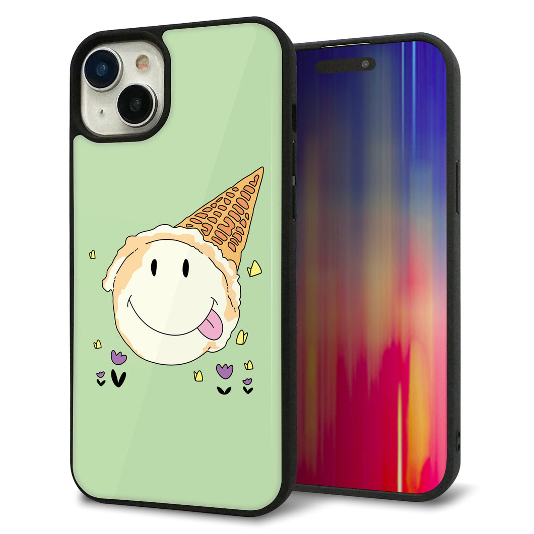 iPhone15 Plus 強化ガラス&TPUスマホケース ガラプリ【MA902 アイスクリーム】