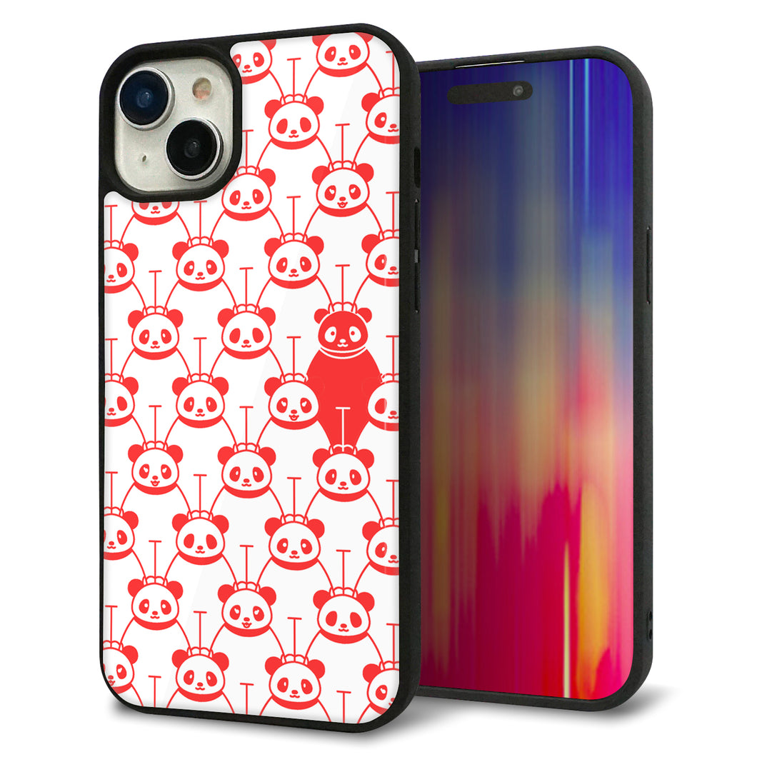 iPhone15 Plus 強化ガラス&TPUスマホケース ガラプリ【MA913 パターン パンダ】