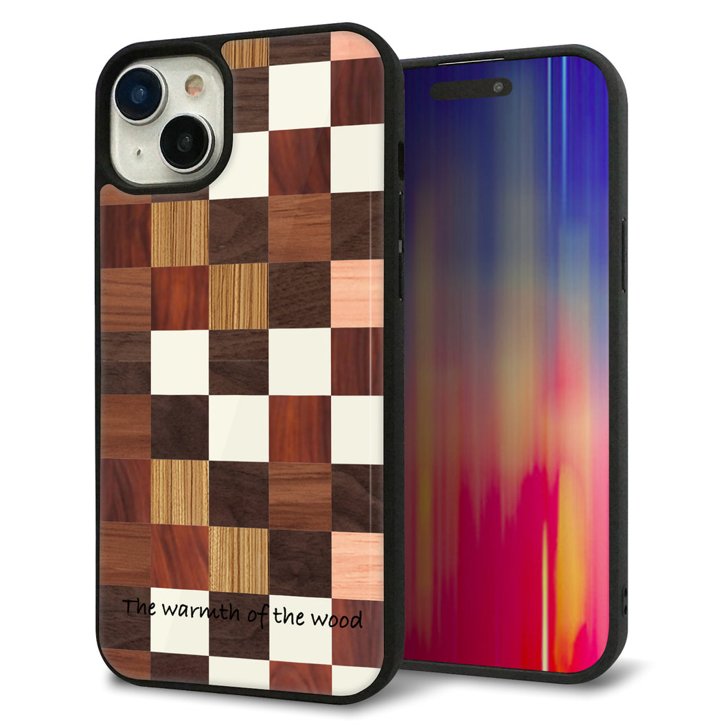 iPhone15 Plus 強化ガラス&TPUスマホケース ガラプリ【MA929 寄木細工 チェッカー】