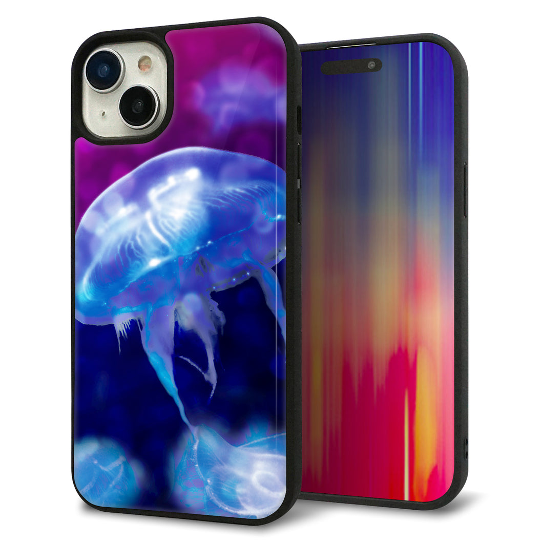 iPhone15 Plus 強化ガラス&TPUスマホケース ガラプリ【MA934 クラゲハイライト】