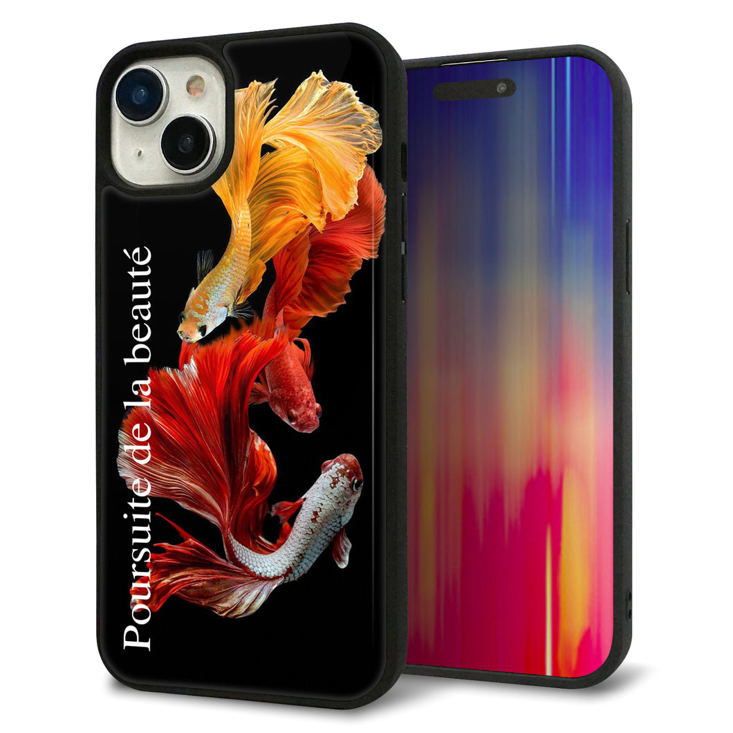 iPhone15 Plus 強化ガラス&TPUスマホケース ガラプリ【MA956 金魚 A】