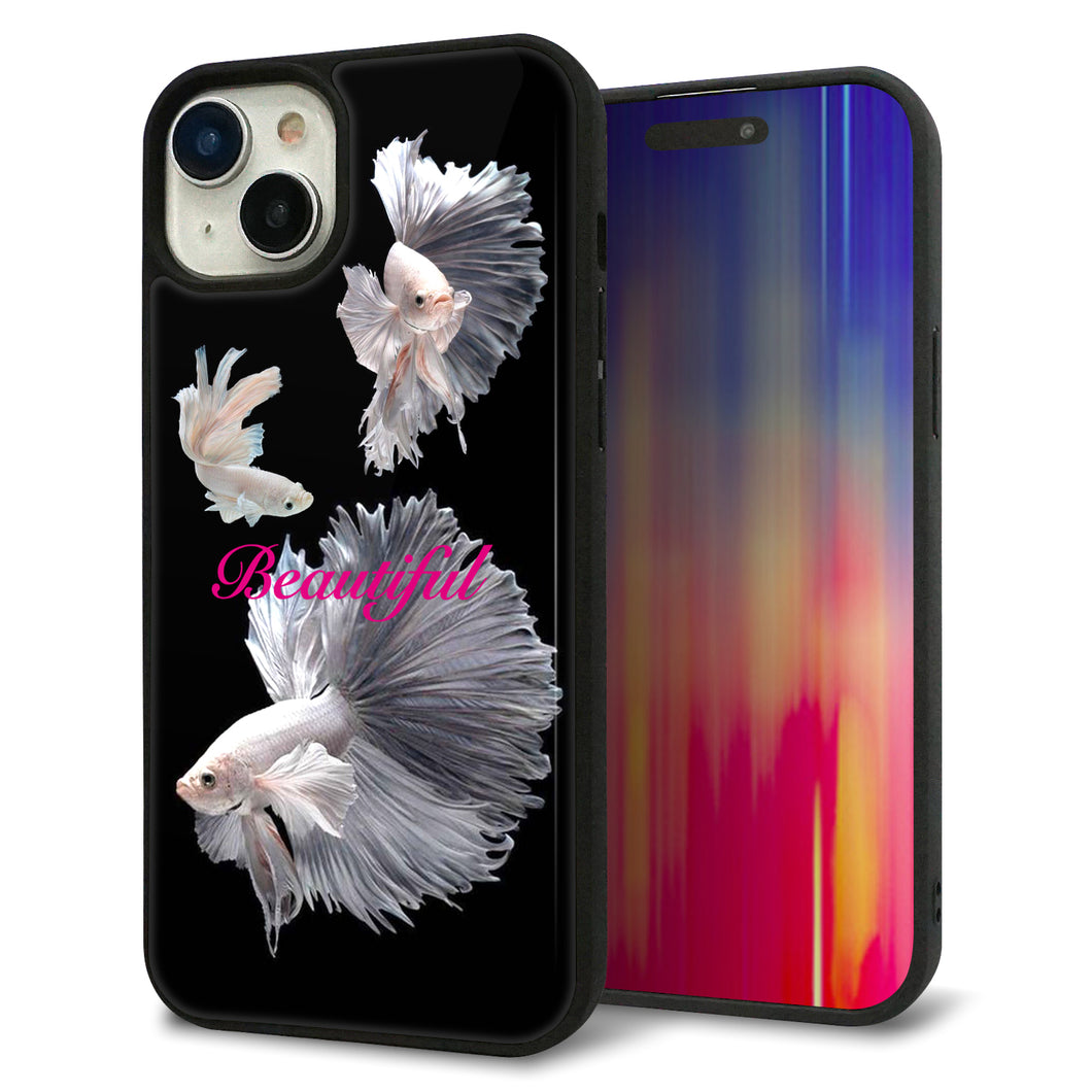 iPhone15 Plus 強化ガラス&TPUスマホケース ガラプリ【MA957 金魚 B】