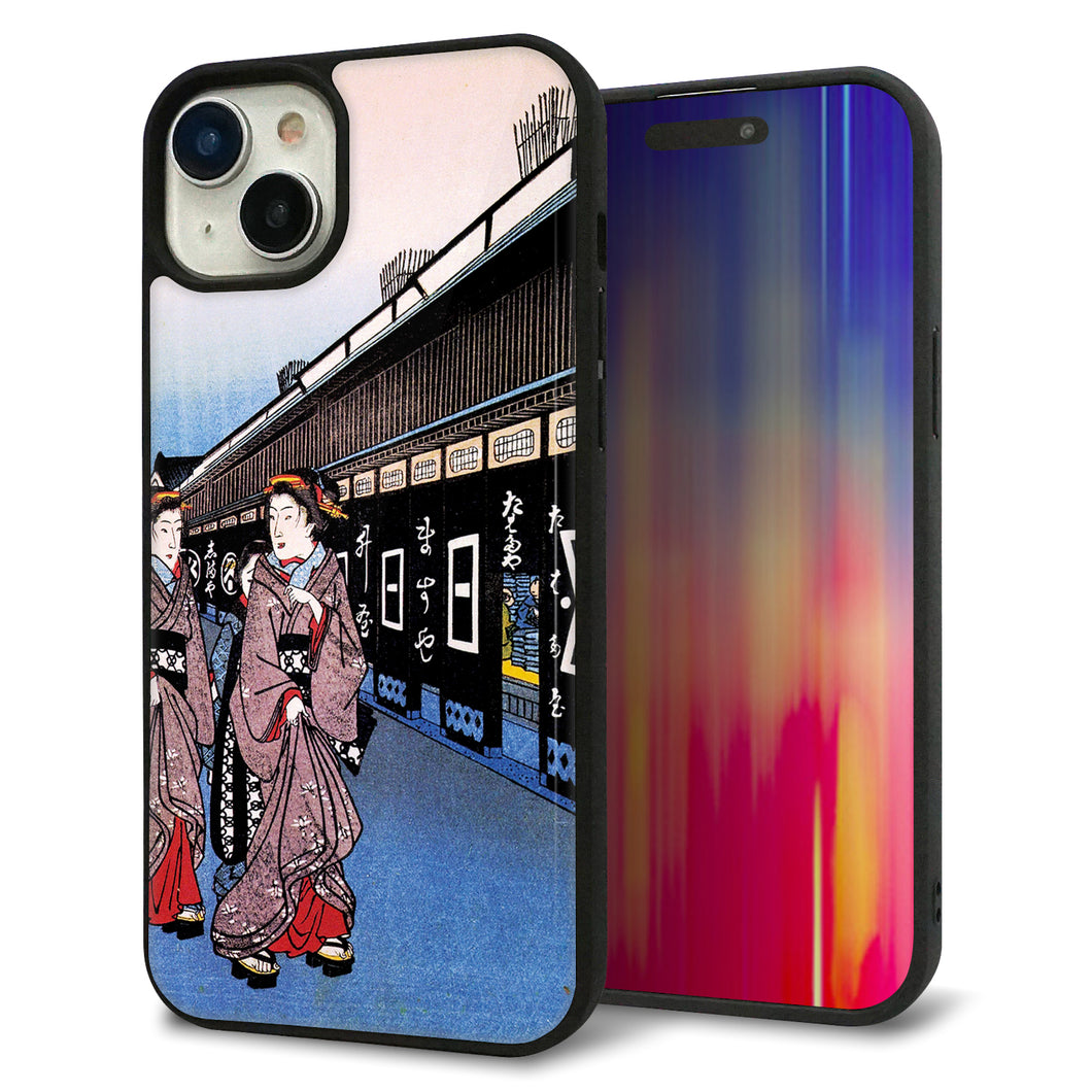 iPhone15 Plus 強化ガラス&TPUスマホケース ガラプリ【MA966 花魁 B】