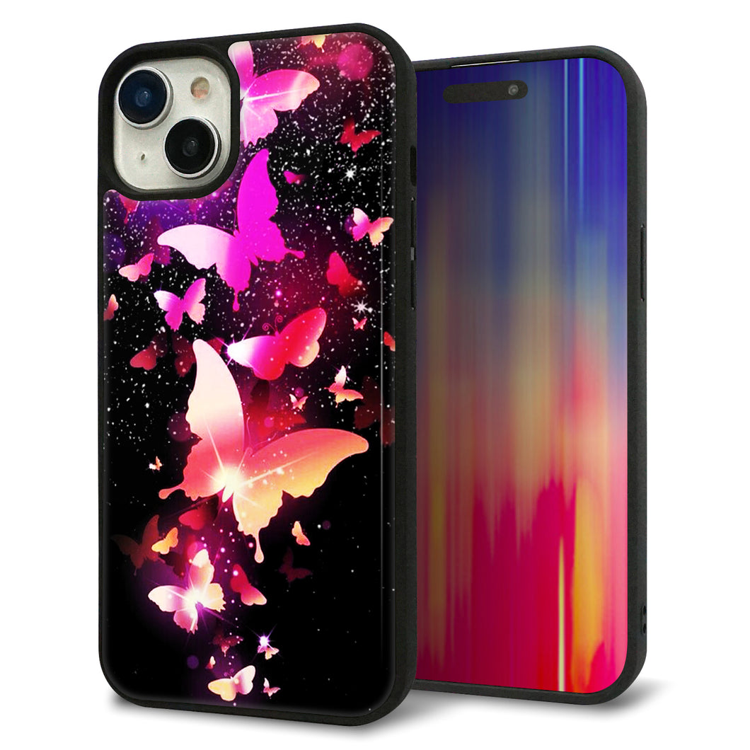 iPhone15 Plus 強化ガラス&TPUスマホケース ガラプリ【MA991 蝶C】