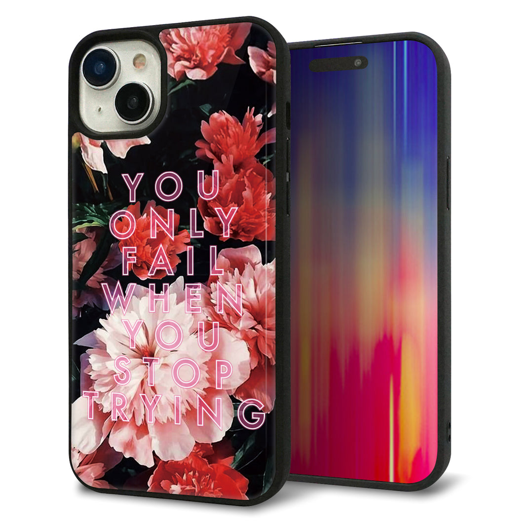 iPhone15 Plus 強化ガラス&TPUスマホケース ガラプリ【MA994 フラワーC】