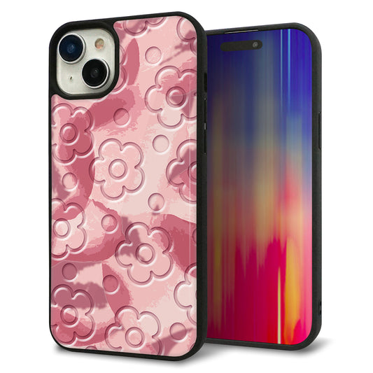 iPhone15 Plus 強化ガラス&TPUスマホケース ガラプリ【SC846 フラワーヴェルニ花ピンク(ローズヴェルール)】