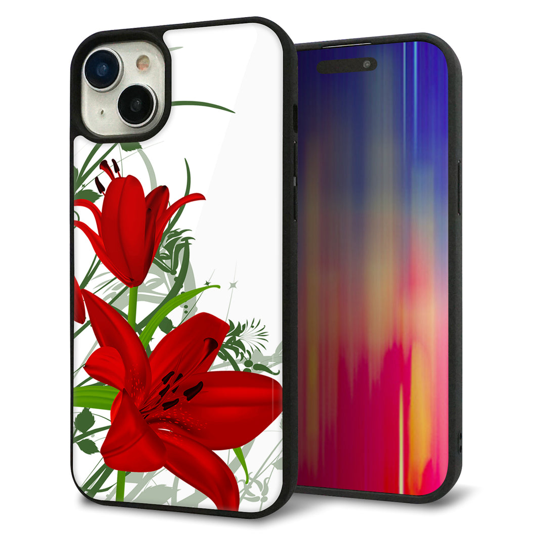 iPhone15 Plus 強化ガラス&TPUスマホケース ガラプリ【SC850 ユリ(レッド)】