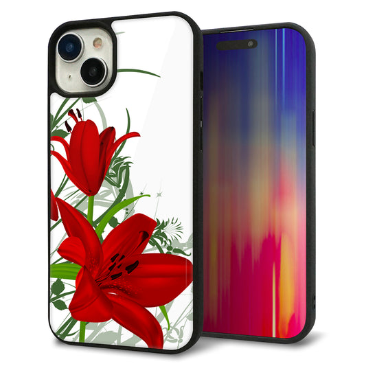 iPhone15 Plus 強化ガラス&TPUスマホケース ガラプリ【SC850 ユリ(レッド)】