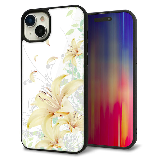 iPhone15 Plus 強化ガラス&TPUスマホケース ガラプリ【SC851 ユリ(ホワイト)】