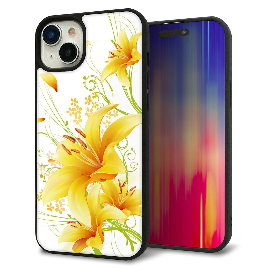 iPhone15 Plus 強化ガラス&TPUスマホケース ガラプリ【SC852 ユリ(イエロー)】