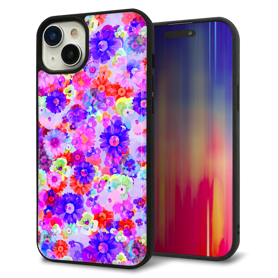 iPhone15 Plus 強化ガラス&TPUスマホケース ガラプリ【SC868 リバティプリント フルールドパルファン(パープル)】