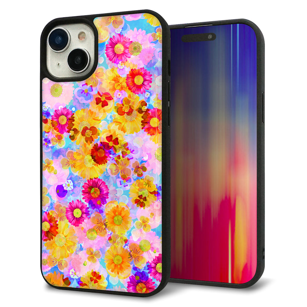 iPhone15 Plus 強化ガラス&TPUスマホケース ガラプリ【SC870 リバティプリント フルールドパルファン(ブルー)】