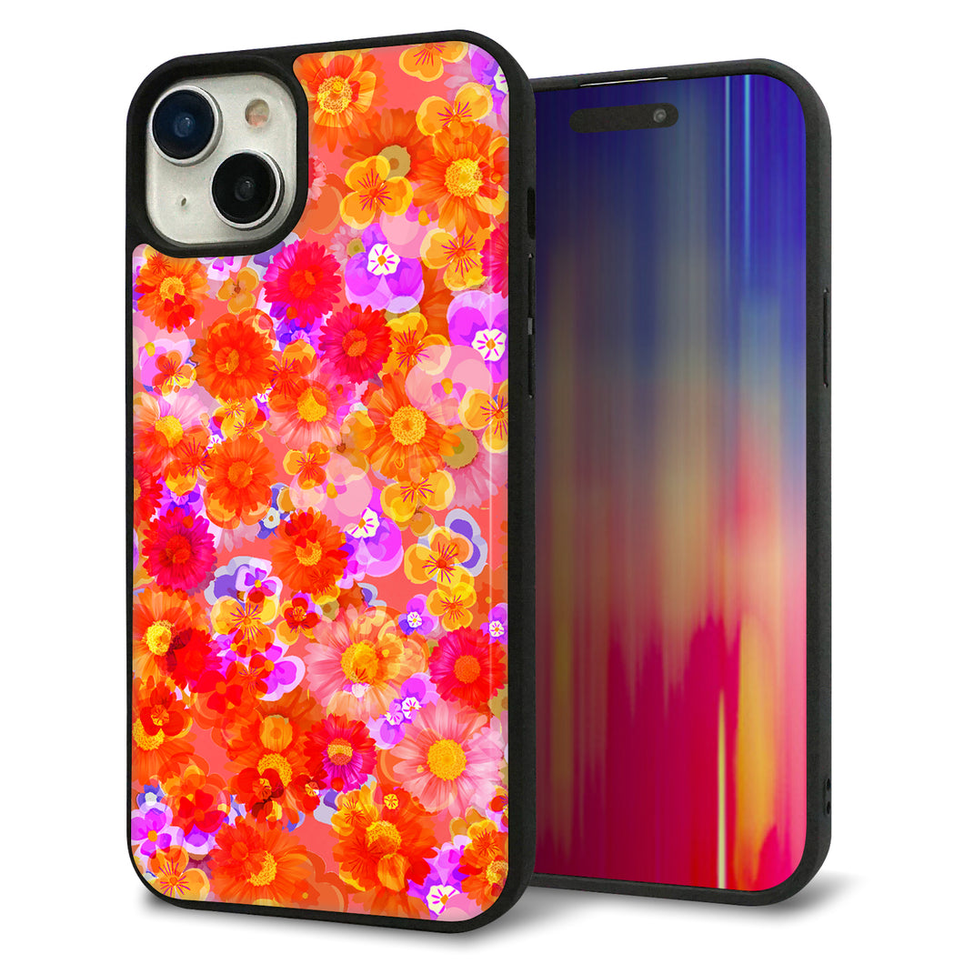 iPhone15 Plus 強化ガラス&TPUスマホケース ガラプリ【SC871 リバティプリント フルールドパルファン(レッド)】