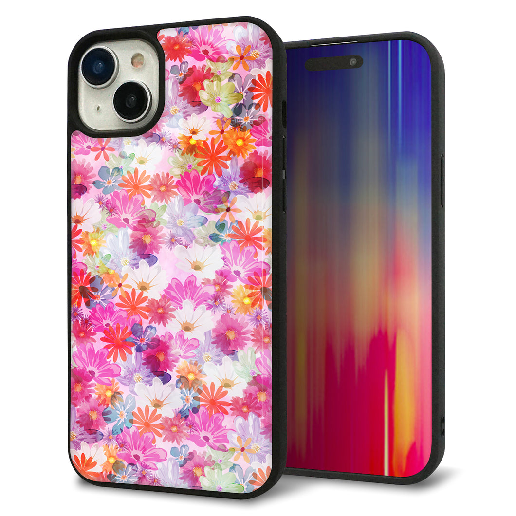 iPhone15 Plus 強化ガラス&TPUスマホケース ガラプリ【SC874 リバティプリント プレスドフラワー(ピンク)】