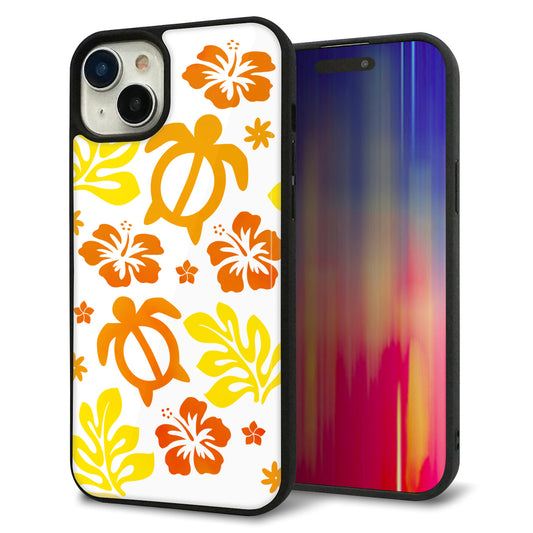 iPhone15 Plus 強化ガラス&TPUスマホケース ガラプリ【SC877 ハワイアンアロハホヌ(イエロー)】