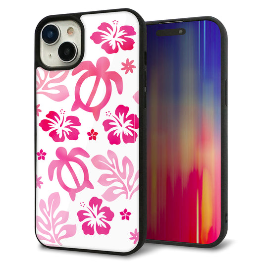 iPhone15 Plus 強化ガラス&TPUスマホケース ガラプリ【SC879 ハワイアンアロハホヌ(ピンク)】